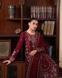 3 Piece Unstitched Heavy Embroidered Dhanak Suit ( Four-sided Embroidered Dhanak Wool Shawl )
