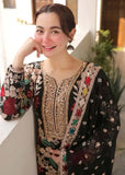 3 Piece Unstitched Heavy Embroidered Dhanak Suit ( Four-sided Embroidered Chiffon Dupatta )