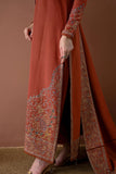 3 Piece Unstitched Heavy Embroidered Dhanak Suit ( Four-sided Embroidered Dhanak Wool Shawl )