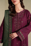 3 Piece Unstitched Heavy Embroidered Dhanak Suit ( Four-sided Embroidered Dhanak Wool Shawl )