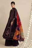 3 Piece Unstitched Heavy Embroidered Dhanak Suit ( Printed Woolen Shawl )