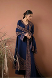 3 Piece Unstitched Heavy Embroidered Dhanak Suit ( Four-sided Embroidered Dhanak Wool Shawl )
