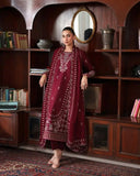 3 Piece Unstitched Heavy Embroidered Dhanak Suit ( Four-sided Embroidered Dhanak Wool Shawl )