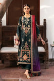 3 Piece Unstitched Heavy Embroidered Dhanak Suit ( Printed Woolen Shawl )