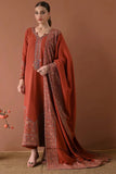 3 Piece Unstitched Heavy Embroidered Dhanak Suit ( Four-sided Embroidered Dhanak Wool Shawl )