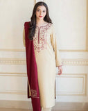 3 Piece Unstitched Heavy Embroidered Dhanak Suit ( Full Embroidered Dhanak Shawl )