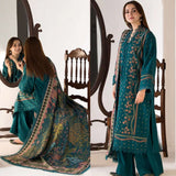 3 Piece Unstitched Heavy Embroidered Dhanak Suit ( Printed Woolen Shawl )