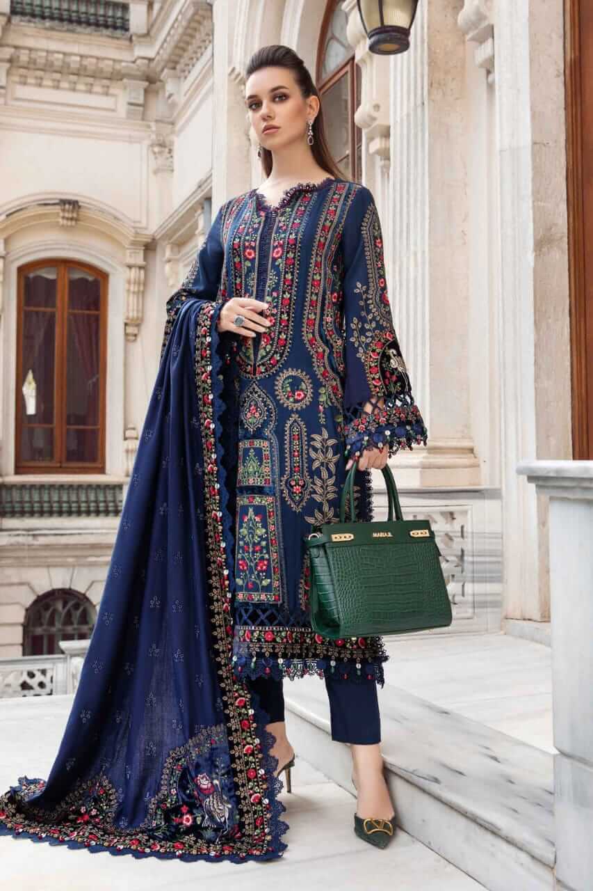 JZ 580-3 Piece Unstitched Embroidered Dhanak Fabric with Printed Wool Shawl