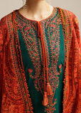 3 Piece Unstitched Heavy Embroidered Dhanak Suit ( Printed Woolen Shawl )