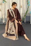 3 Piece Unstitched Heavy Embroidered Dhanak Suit ( Printed Woolen Shawl )