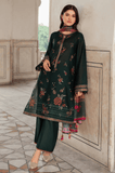 3 Piece Unstitched Heavy Embroidered Dhanak Suit ( Printed Woolen Shawl )