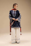 3 Piece Unstitched Heavy Embroidered Dhanak Suit ( Printed Woolen Shawl )