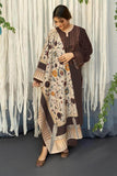 3 Piece Unstitched Heavy Embroidered Dhanak Suit ( Printed Woolen Shawl )