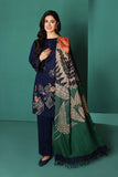 3 Piece Unstitched Heavy Embroidered Dhanak Suit ( Printed Woolen Dupatta )