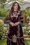 3 Piece Unstitched Heavy Embroidered Velvet Suit ( Heavy Embroidered Velvet Shawl )