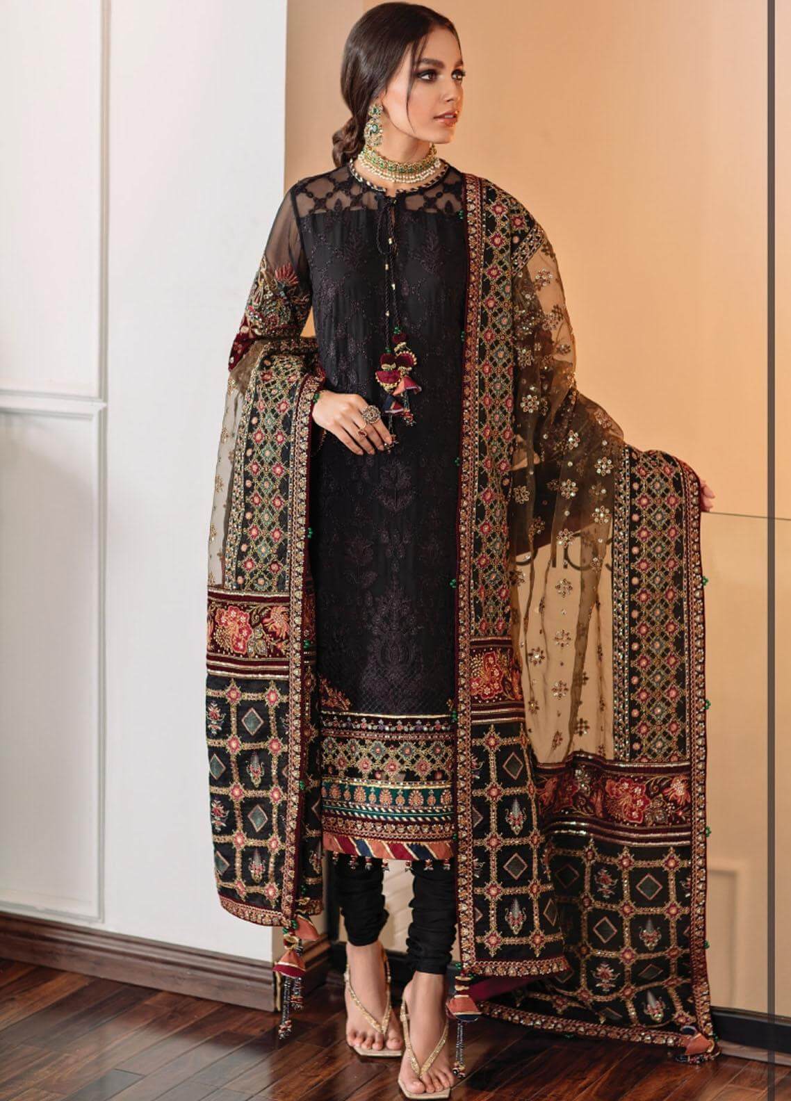 Luxury Embroidered Lawn 3Pc with Embroidered Organza Dupata-Ga1634