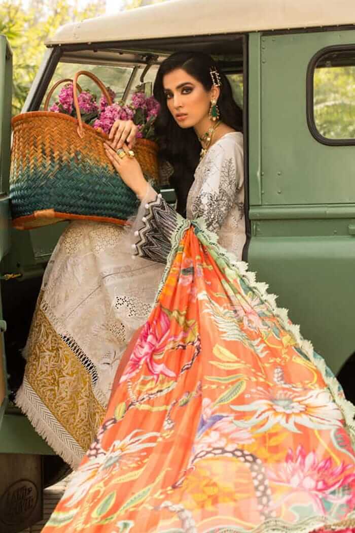 Silk dupatta lawn sale suits 2019