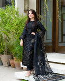 3 Piece Unstitched Heavy Embroidered Lawn Suit ( Fully Embroidered Organza Dupatta )